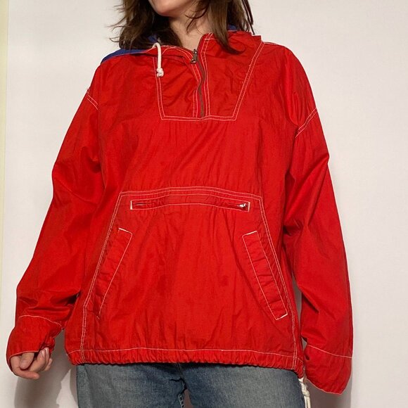 Vintage 1990s GAP Quarter Zip Hooded Windbreaker with EMBROIDERED Logo! M to L - Picture 10 of 11